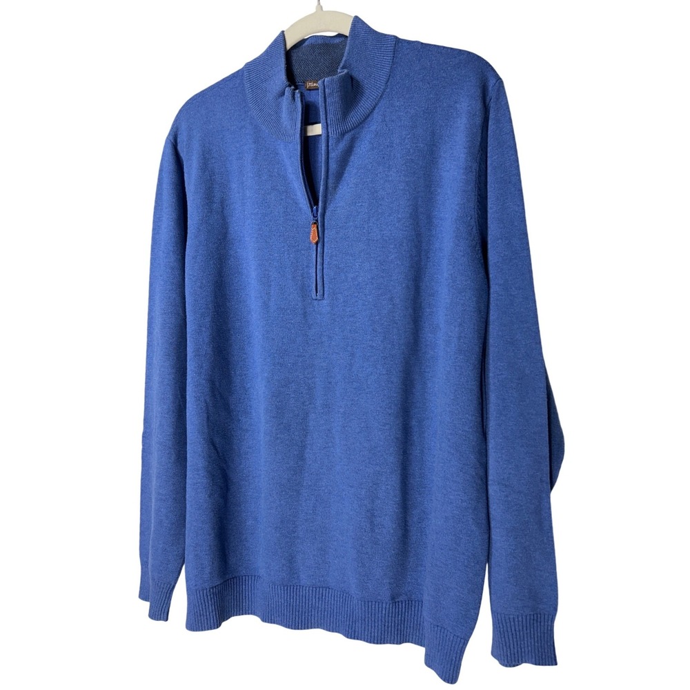 J.McLaughlin Quarter Zip Cotton Blend Pullover Sweater Blue Men's Size Large